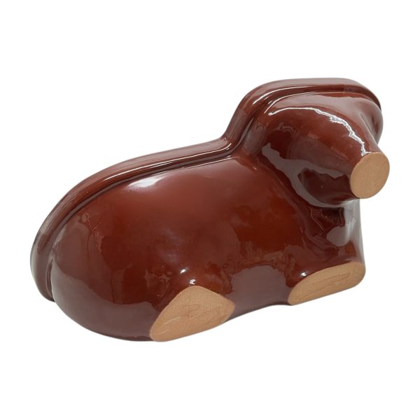 Glazed terracotta clay pot lamb model- Brown