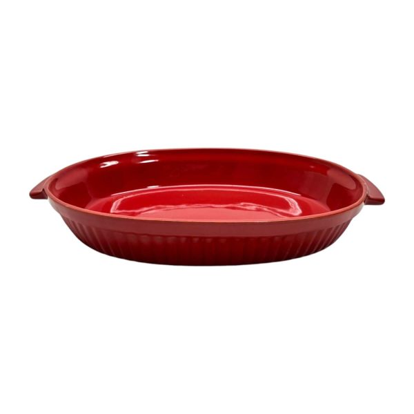 Large glazed terracotta clay pot/oven dish, bordo