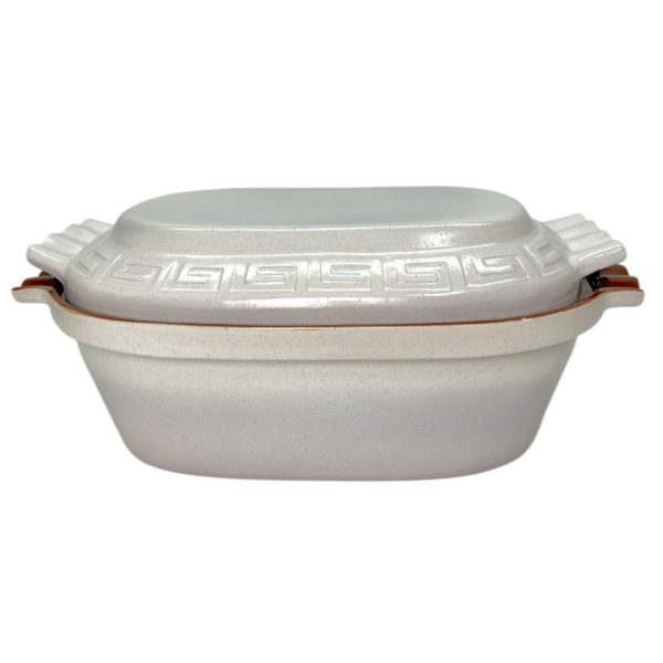 Giant glazed white clay pot/casserole dish