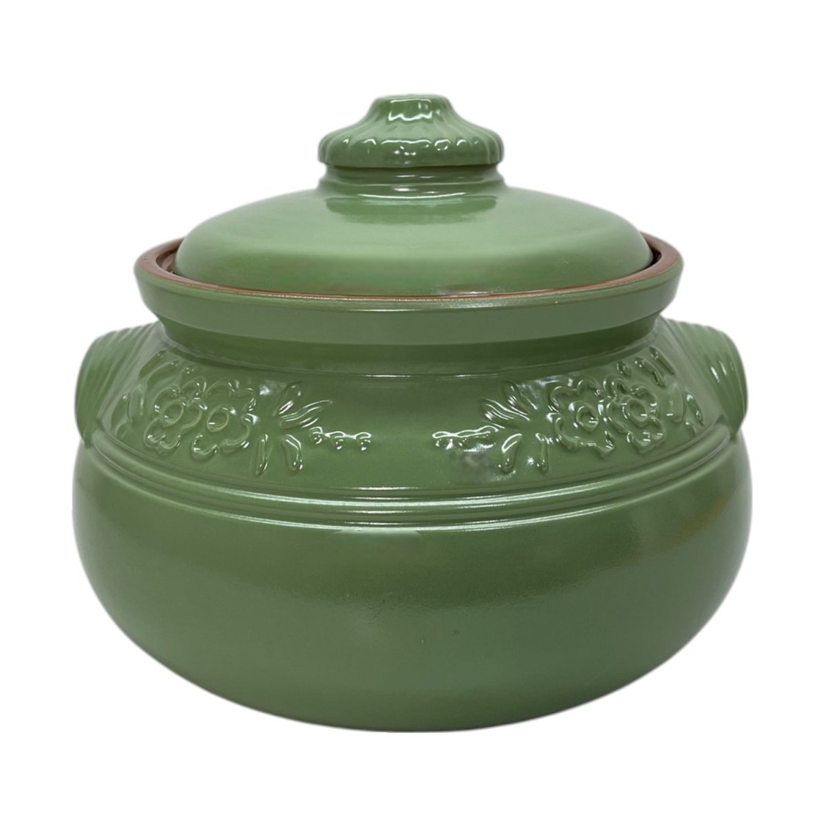 Vas roman din lut, rotund mediu-olive