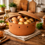Mushroom house ceramic decoration
