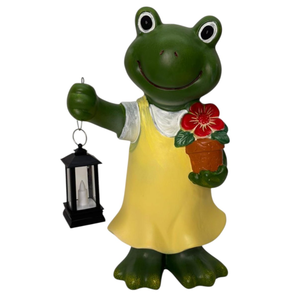Yellow ceramic frog figurine