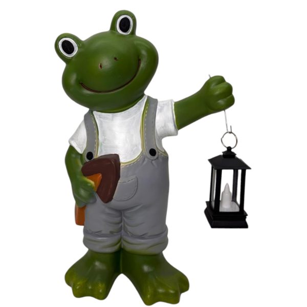 Grey ceramic frog figurine