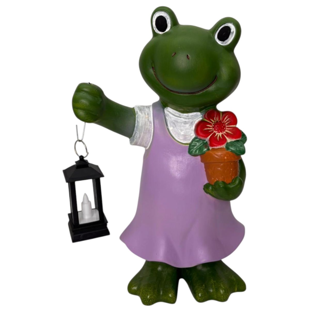 Purple ceramic frog figurine