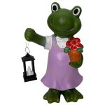 Purple ceramic frog figurine