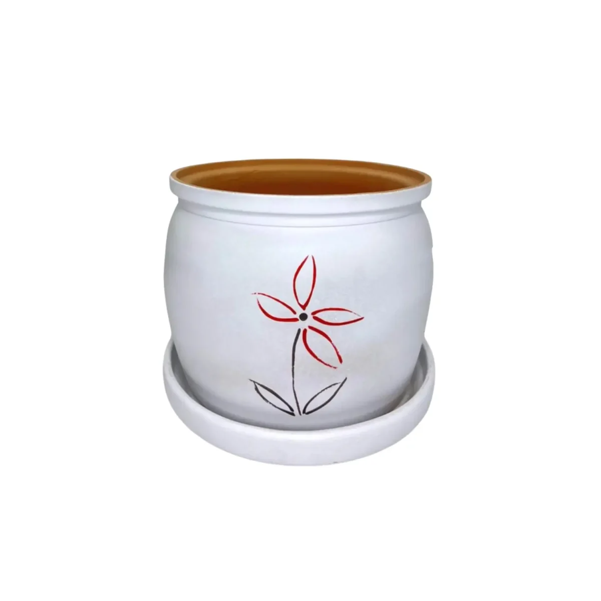 Small white flower pot with saucer