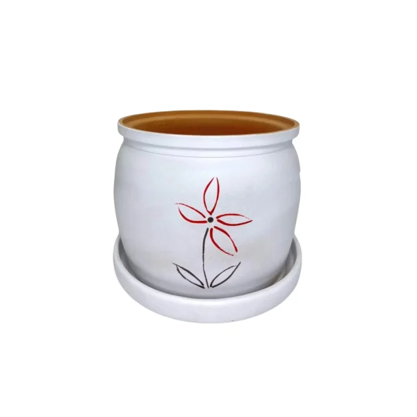 Small white flower pot with saucer
