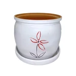 Large white flower pot with saucer