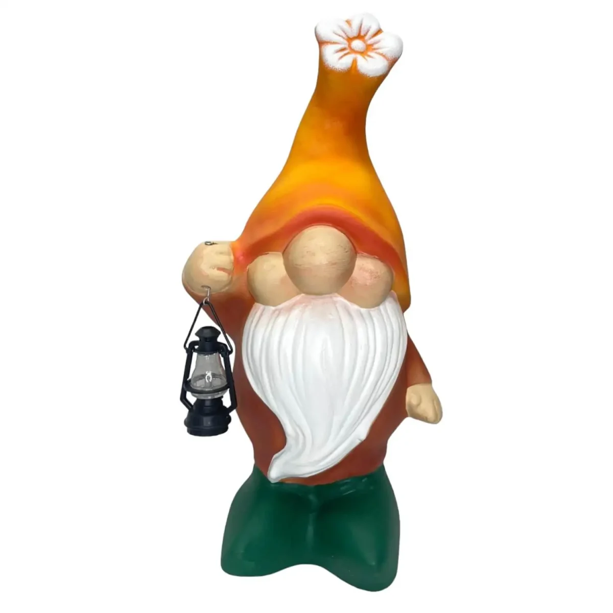 Orange garden gnome ceramic figurine