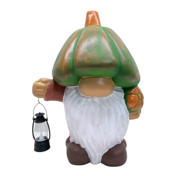 Green pumpkin gnome ceramic figurine