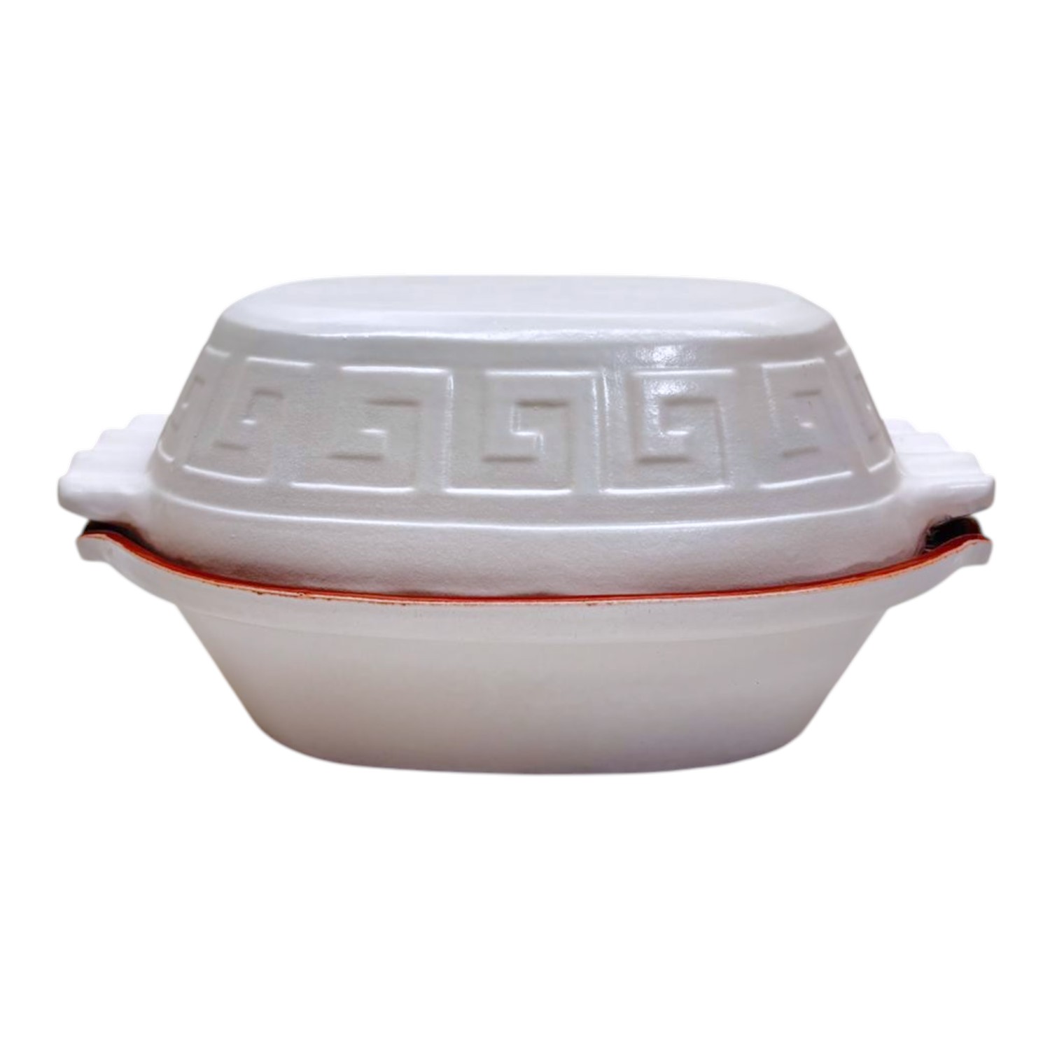 Small size glazed clay pot in white
