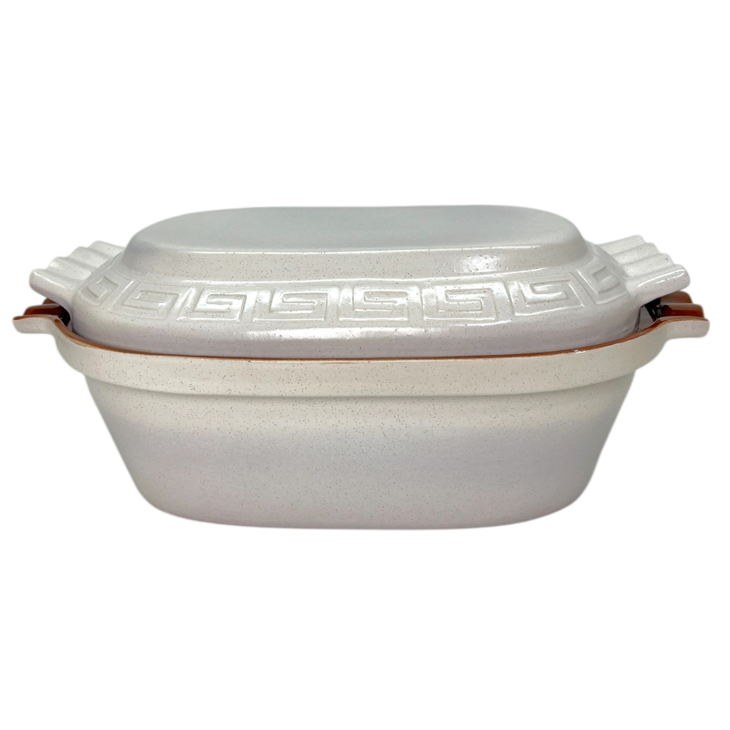 Vas-roman-din-lut-castron-cu-capac-6-L-alb