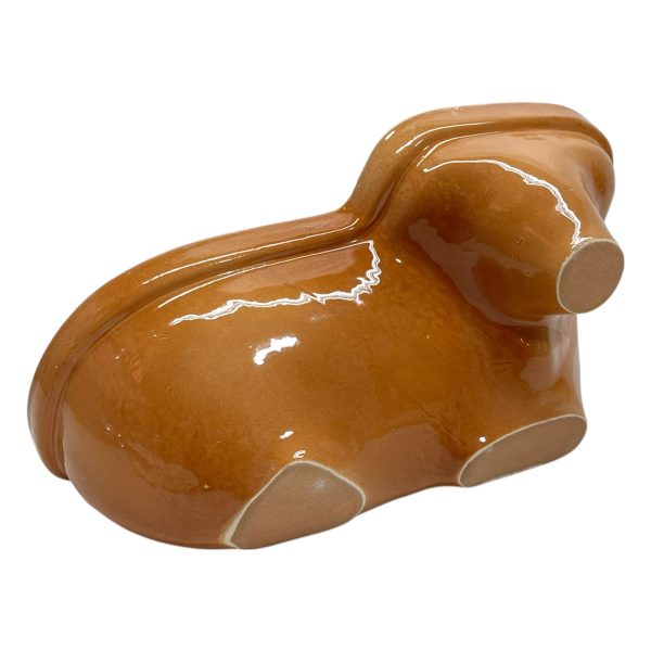 Glazed terracotta clay pot lamb model- Natur