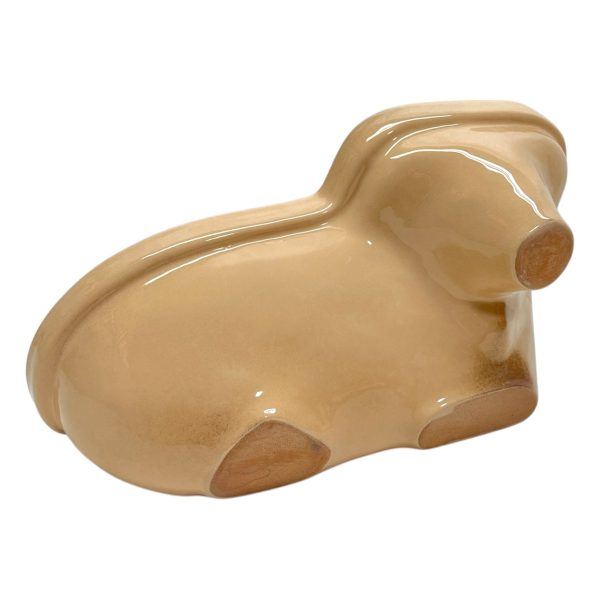 Glazed terracotta clay pot lamb model- Caramel beige